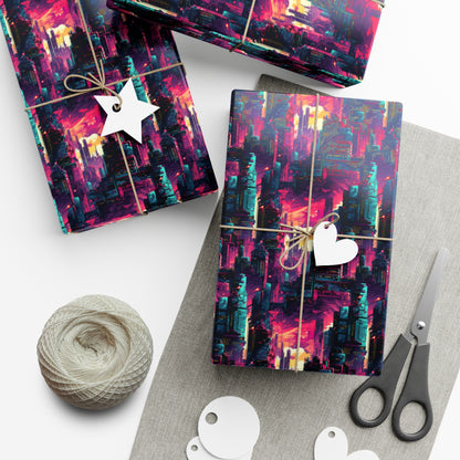 City in the Sky Cyberpunk Style Gift Wrap