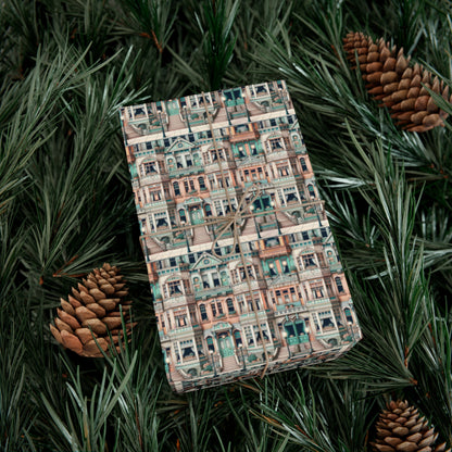 Modern Neighborhood Wes Anderson Style Gift Wrap