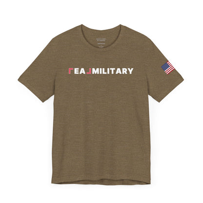 REAL Military Contrast Logo Text & Flag