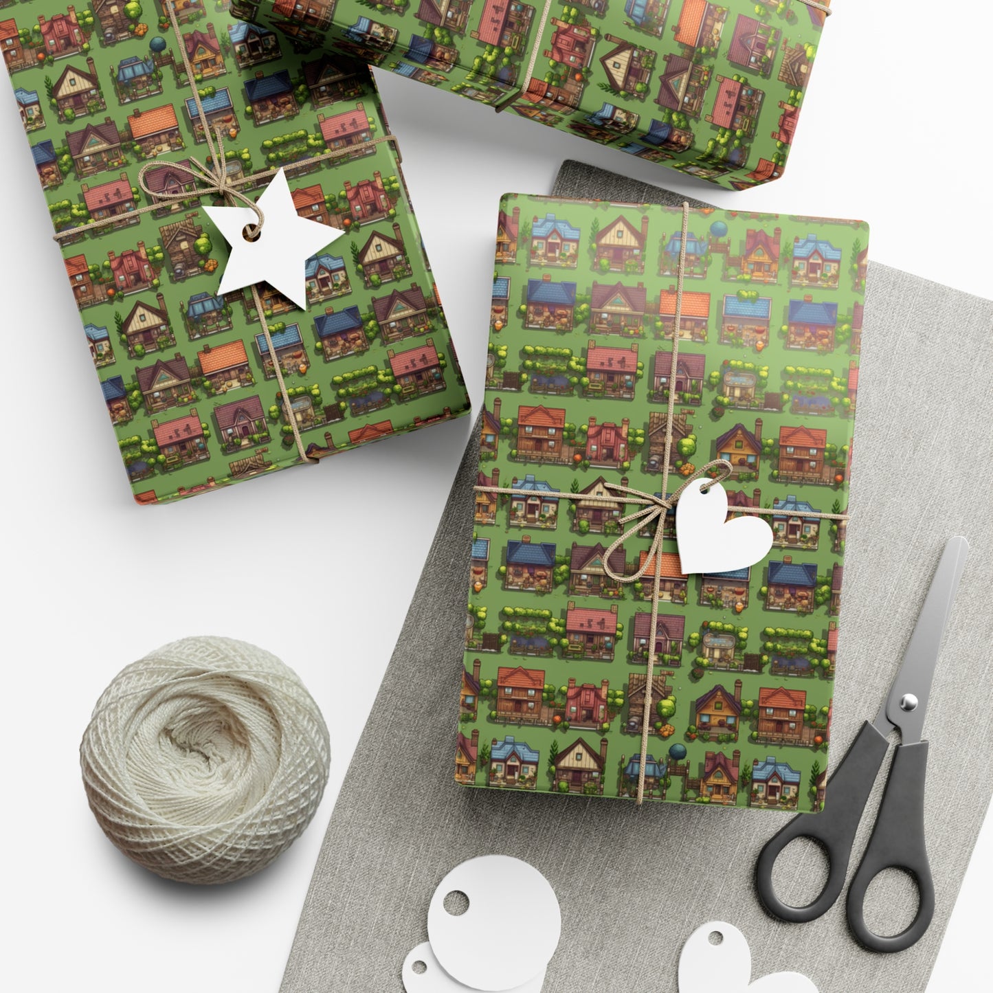 Pixelated Neighborhood Gift Wrap