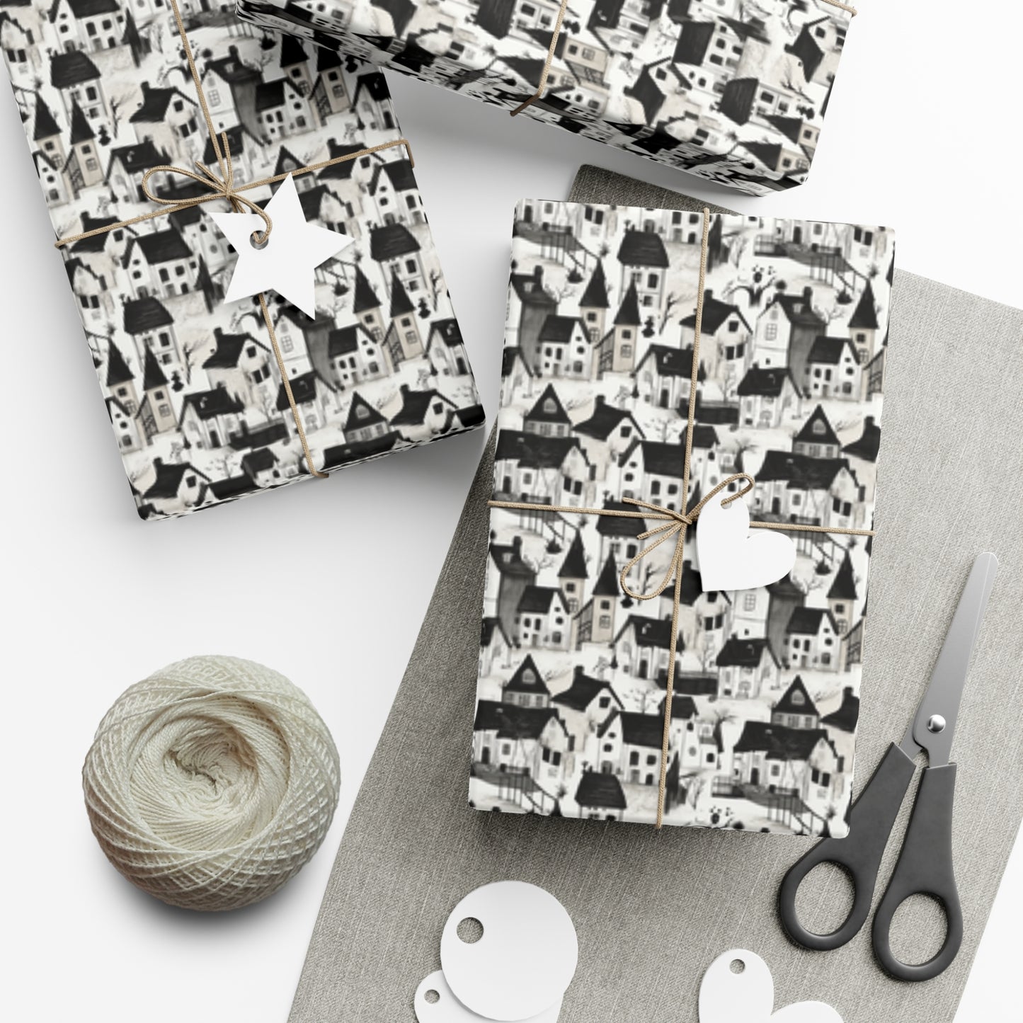 White Charcoal Neighborhood Gift Wrap