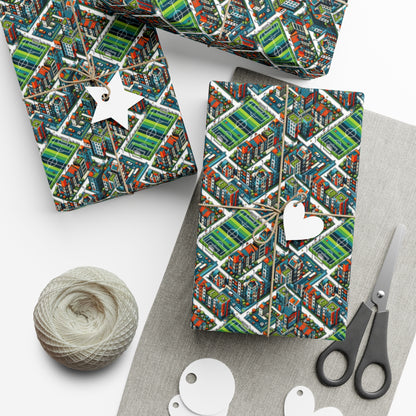 Sporty Neighborhood Houses Gift Wrap