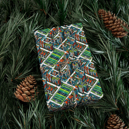 Sporty Neighborhood Houses Gift Wrap