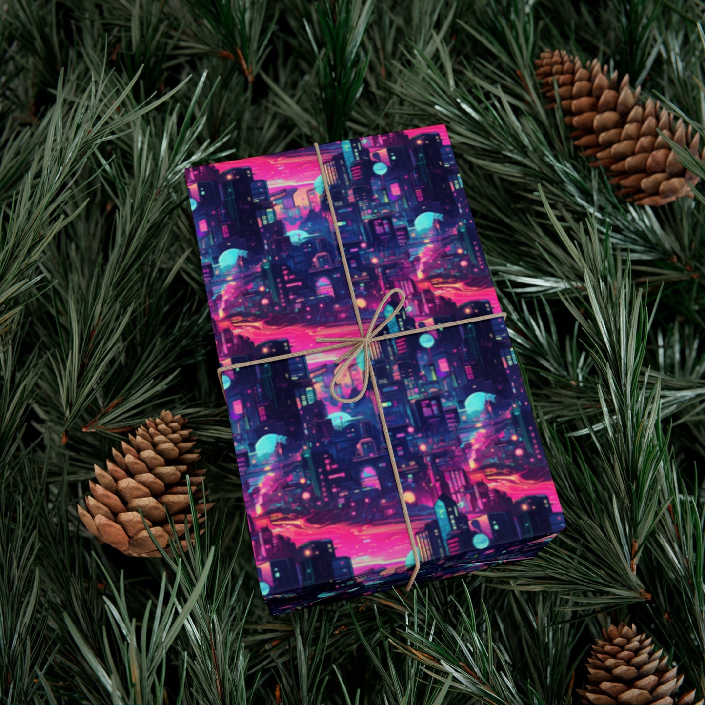 Futuristic Cityscape Gift Wrap