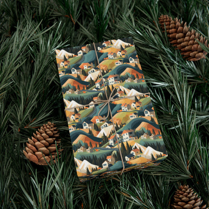 Modern Mountain Houses Pastel Gift Wrap