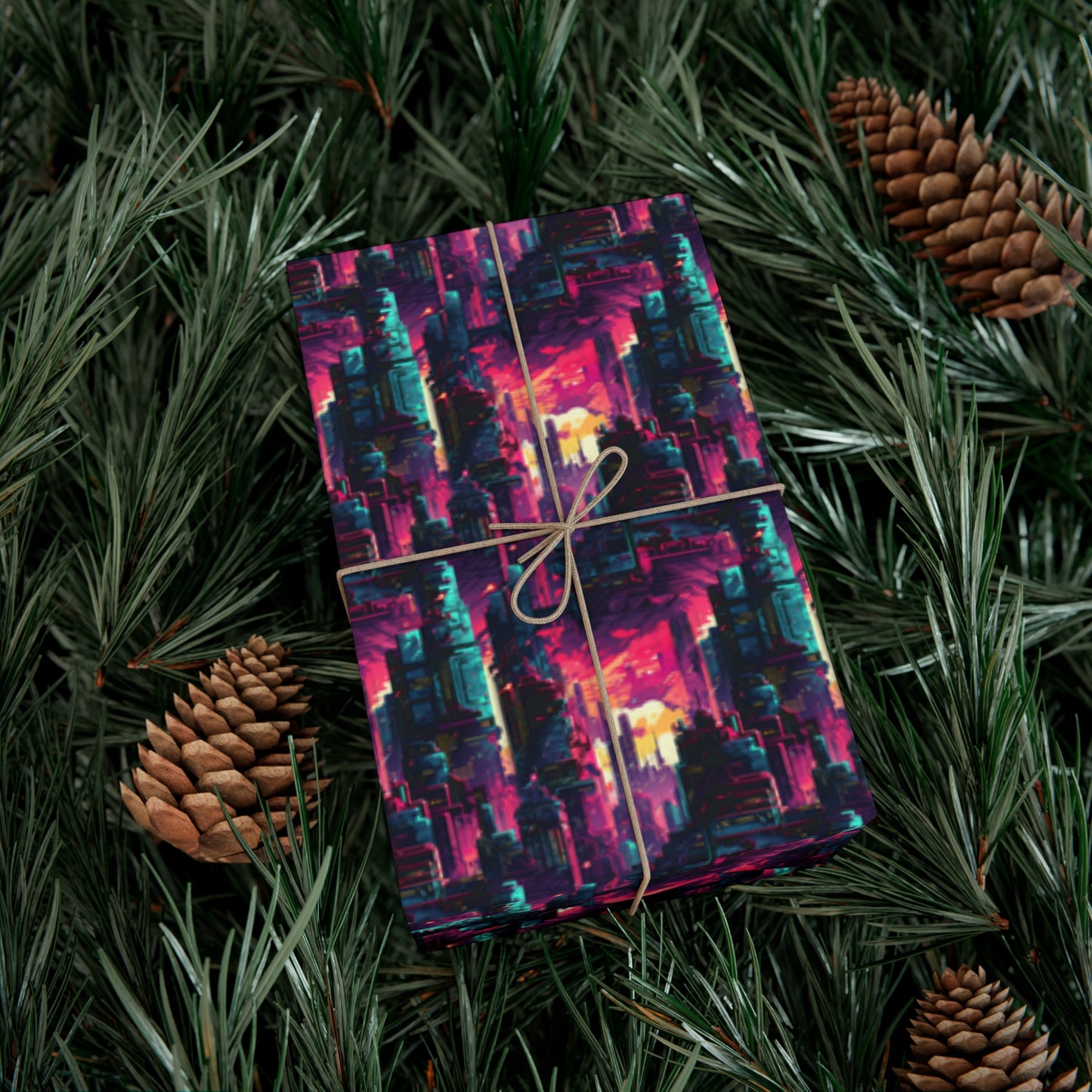 City in the Sky Cyberpunk Style Gift Wrap