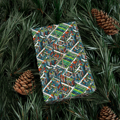 Sporty Neighborhood Houses Gift Wrap