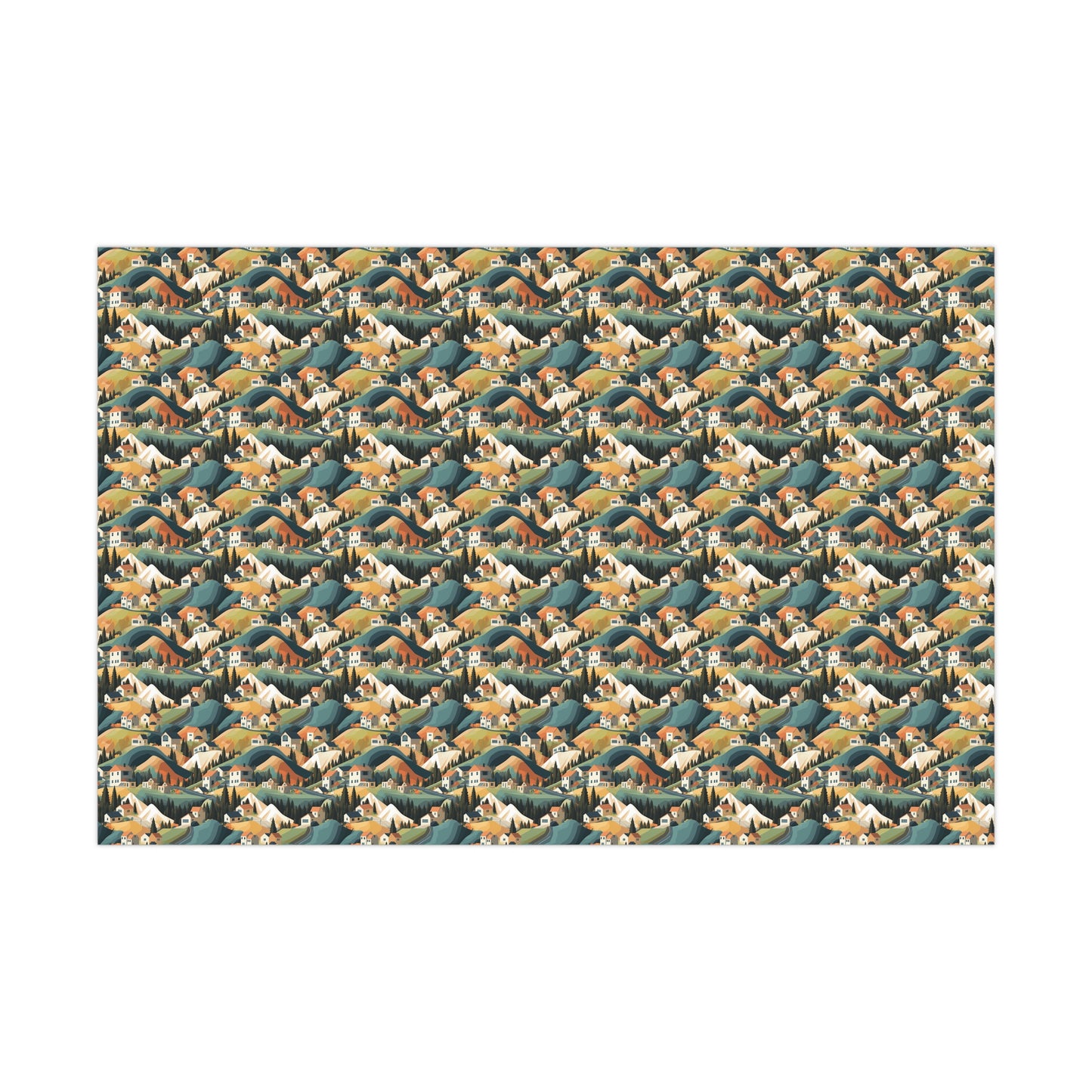 Modern Mountain Houses Pastel Gift Wrap