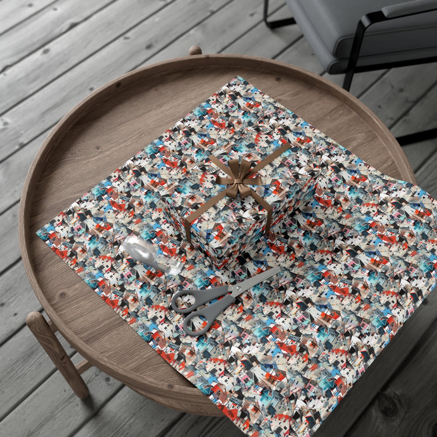 Neighborhood Collage Trash Polka Gift Wrap