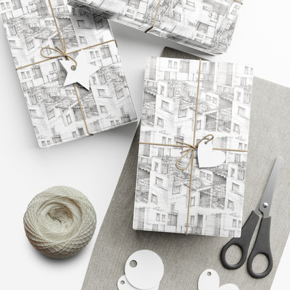 Apartments Under Construction Drawing Gift Wrap