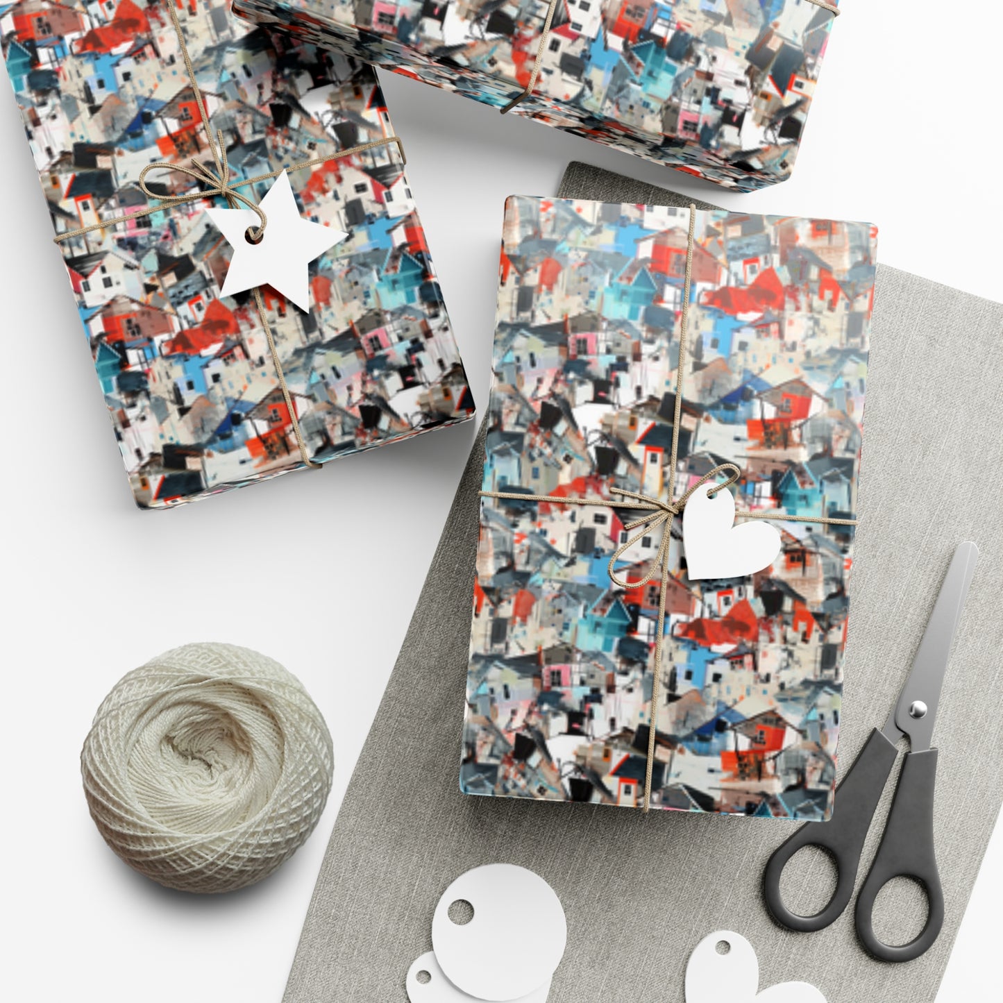 Neighborhood Collage Trash Polka Gift Wrap