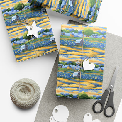 Barns and Blue Bonnets Gift Wrap