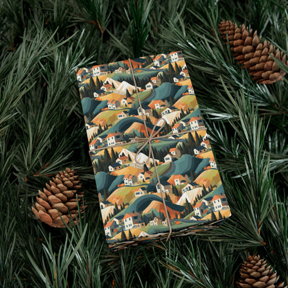 Modern Mountain Houses Pastel Gift Wrap