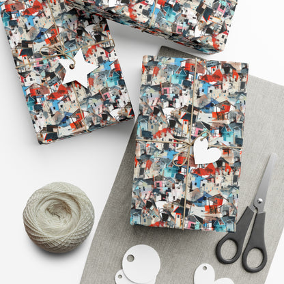 Neighborhood Collage Trash Polka Gift Wrap