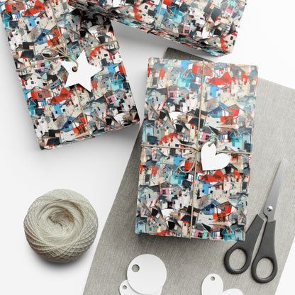 Neighborhood Collage Trash Polka Gift Wrap