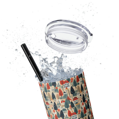 Neighborhood Full of Houses Minimalist Style Skinny Tumbler with Straw