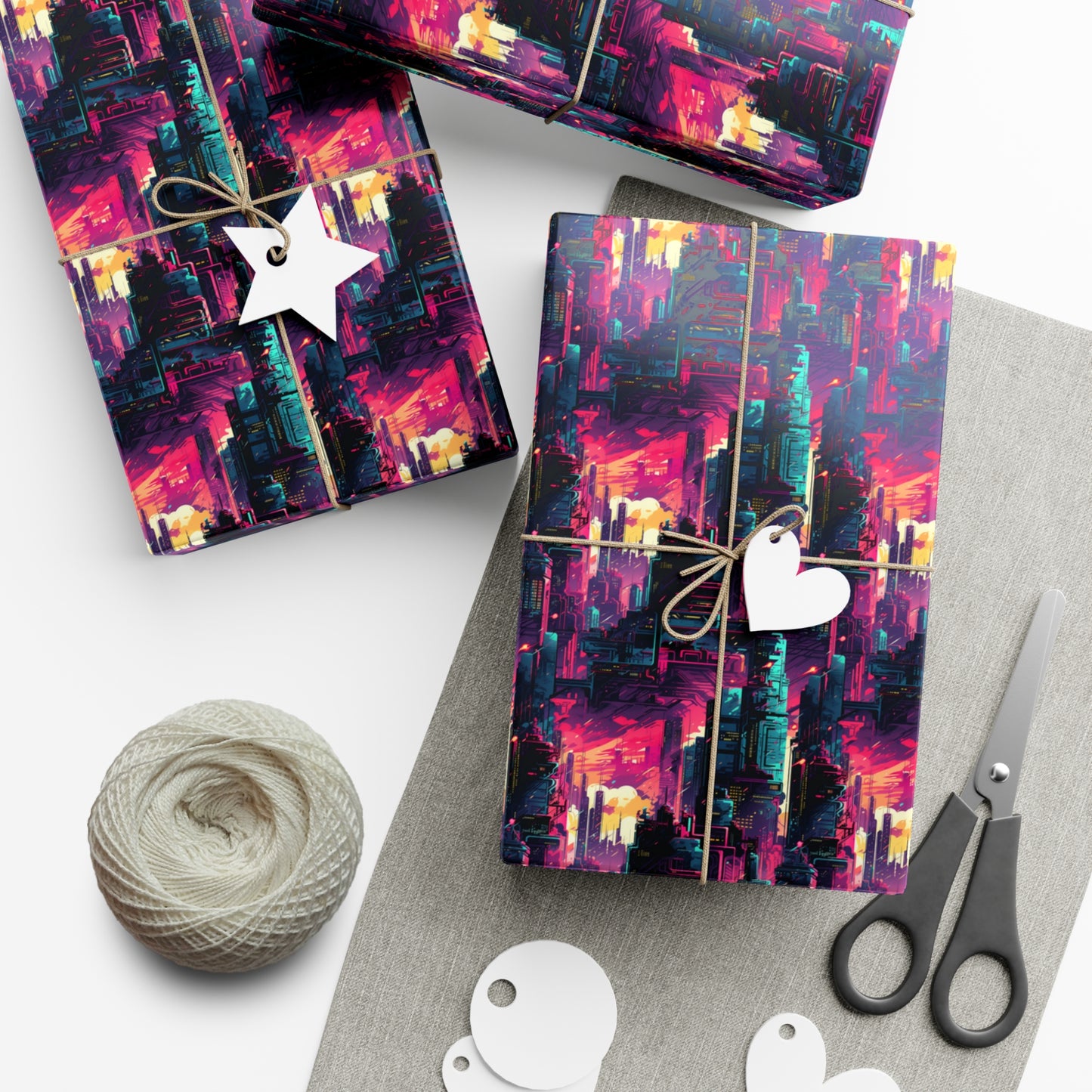 City in the Sky Cyberpunk Style Gift Wrap