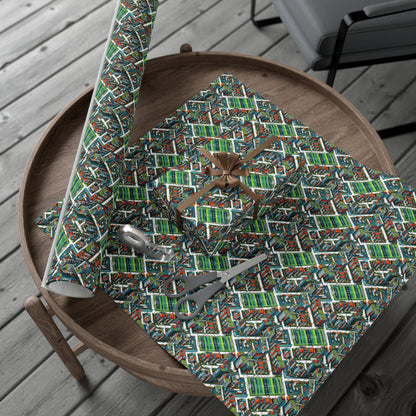 Sporty Neighborhood Houses Gift Wrap