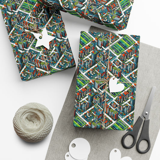 Sporty Neighborhood Houses Gift Wrap