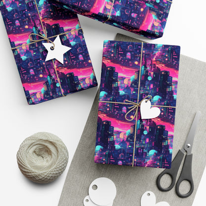 Futuristic Cityscape Gift Wrap