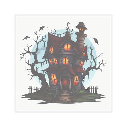 Creepy House Orange Windows Red Roof Sticker