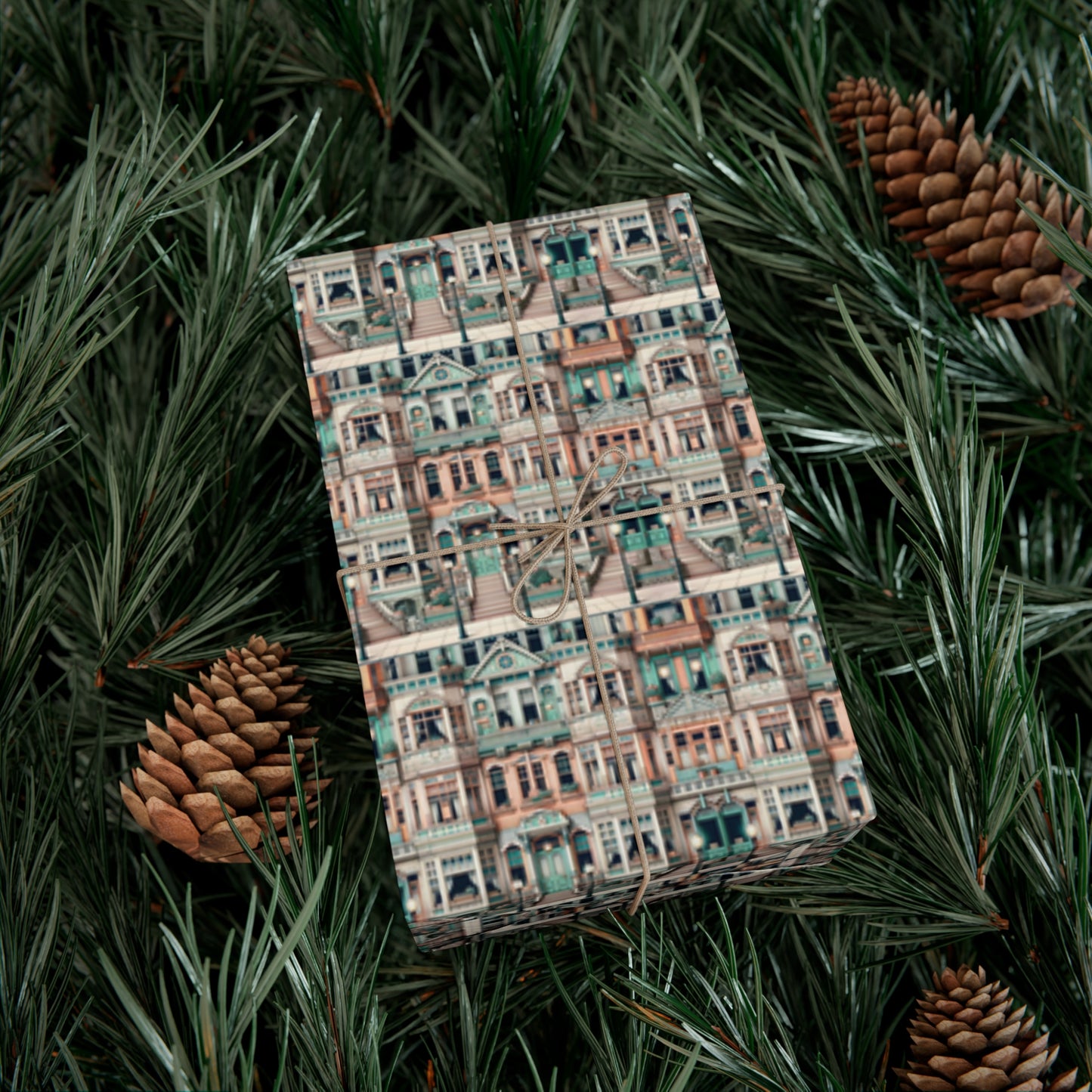 Modern Neighborhood Wes Anderson Style Gift Wrap