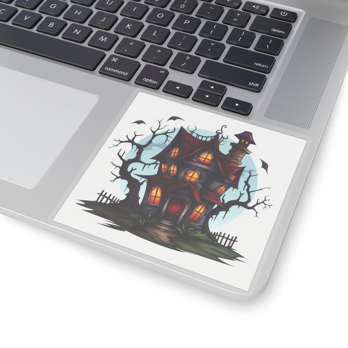 Creepy House Orange Windows Red Roof Sticker