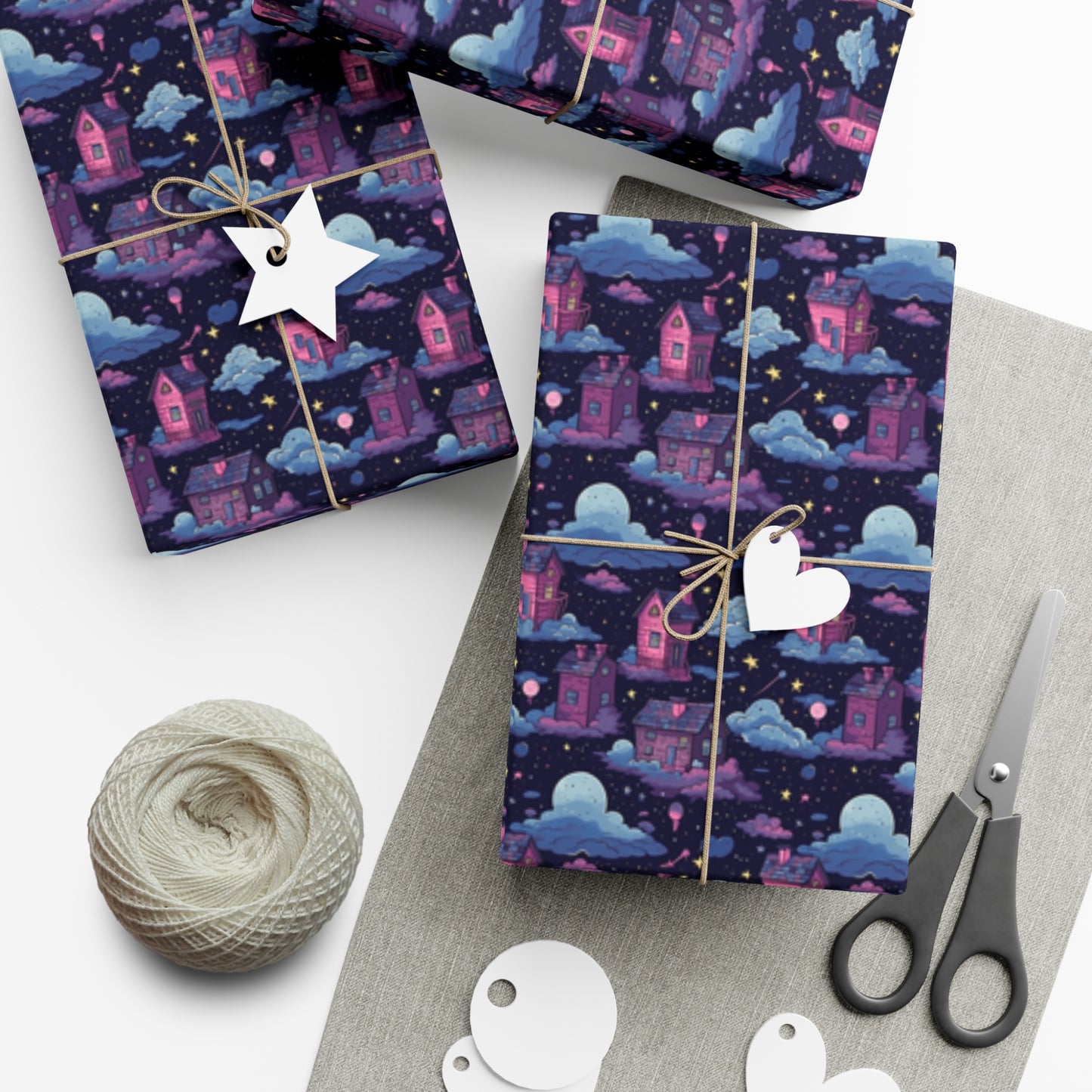 Houses in Space Gift Wrap Papers