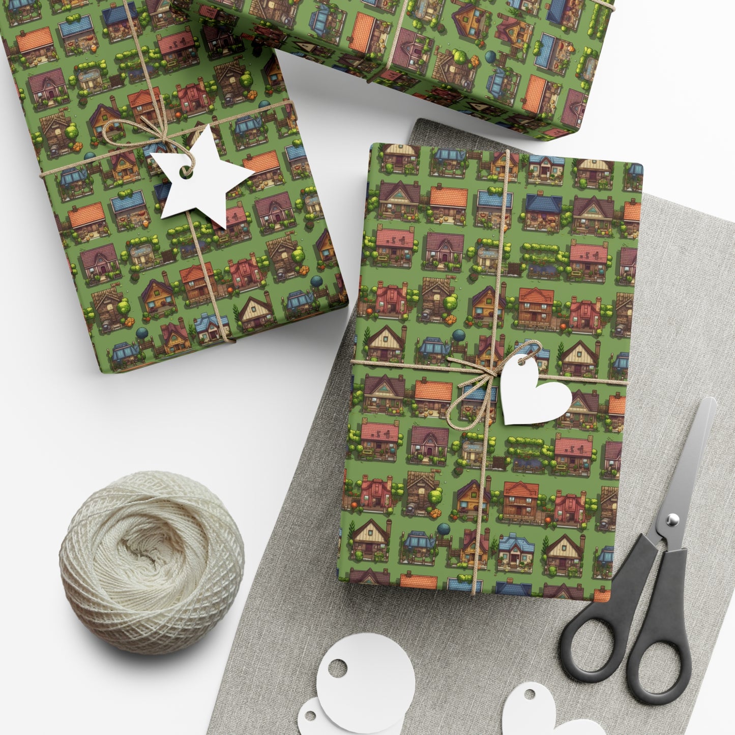 Pixelated Neighborhood Gift Wrap