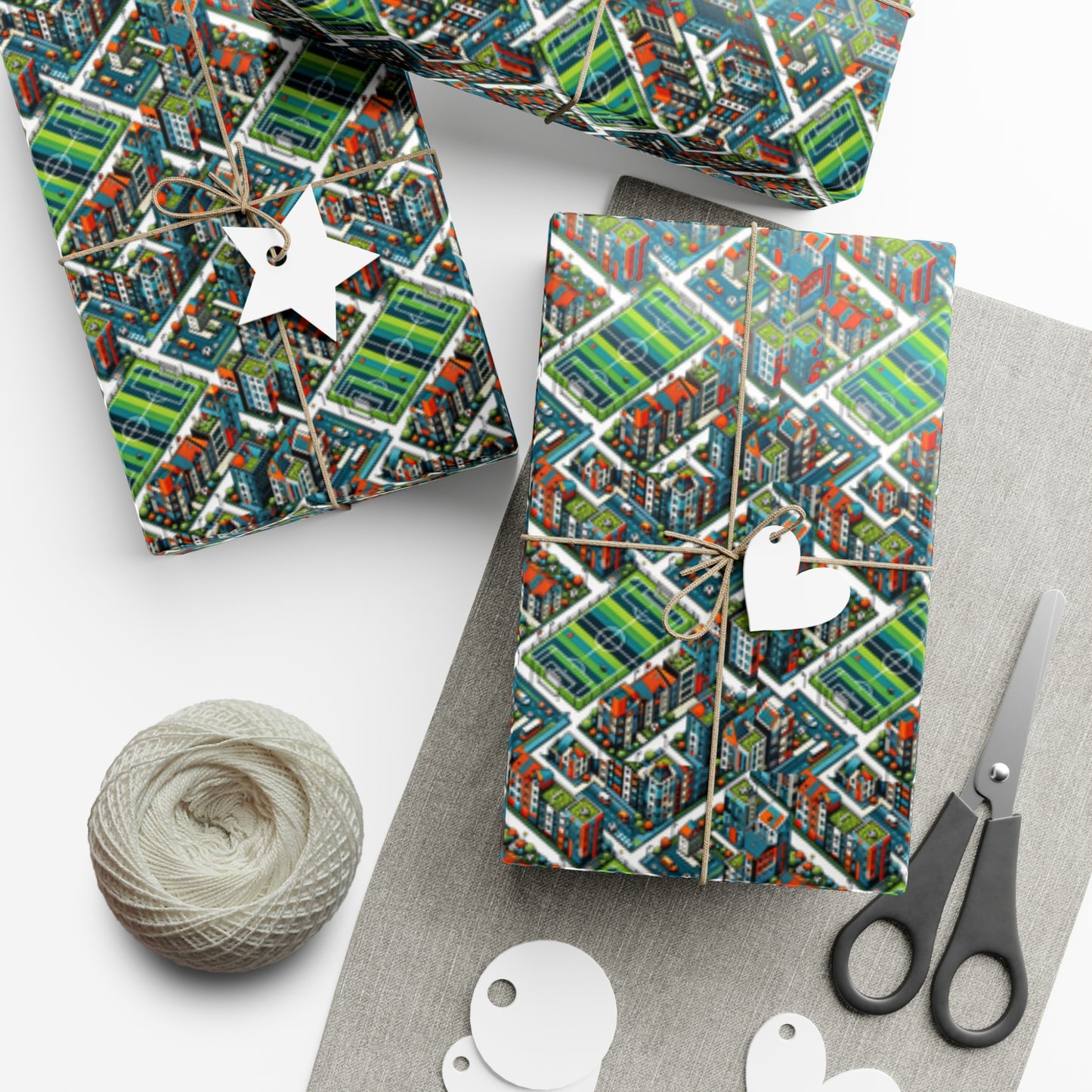 Sporty Neighborhood Houses Gift Wrap