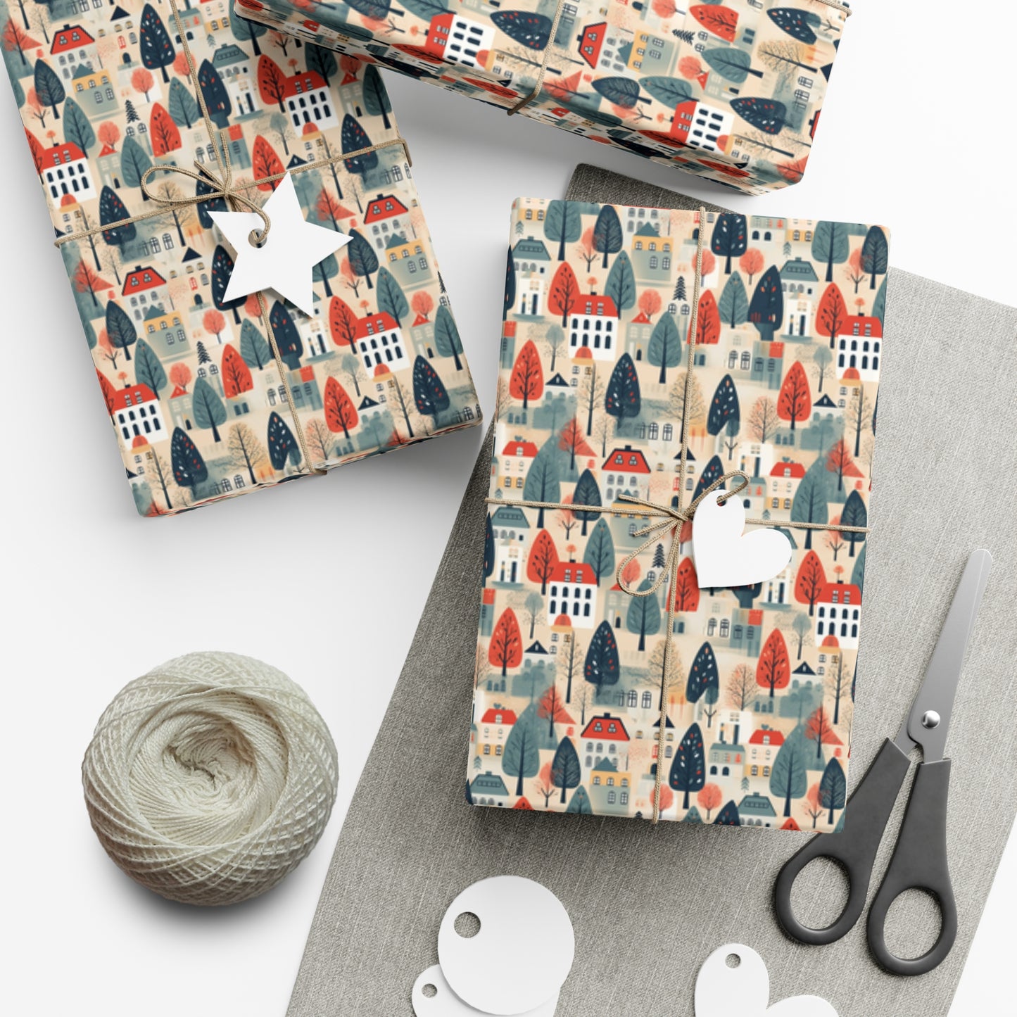 Neighborhood Full of Houses Minimalist Style Gift Wrap