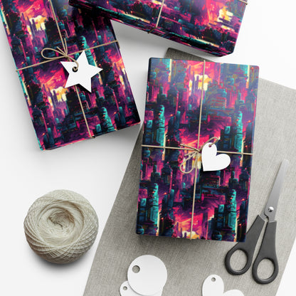 City in the Sky Cyberpunk Style Gift Wrap