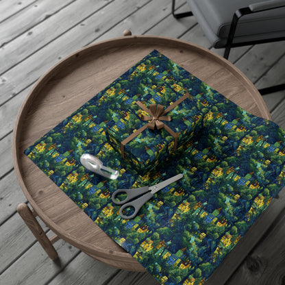 Neighborhood Collage Van Gogh Style Gift Wrap