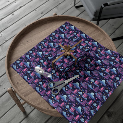 Houses in Space Gift Wrap Papers