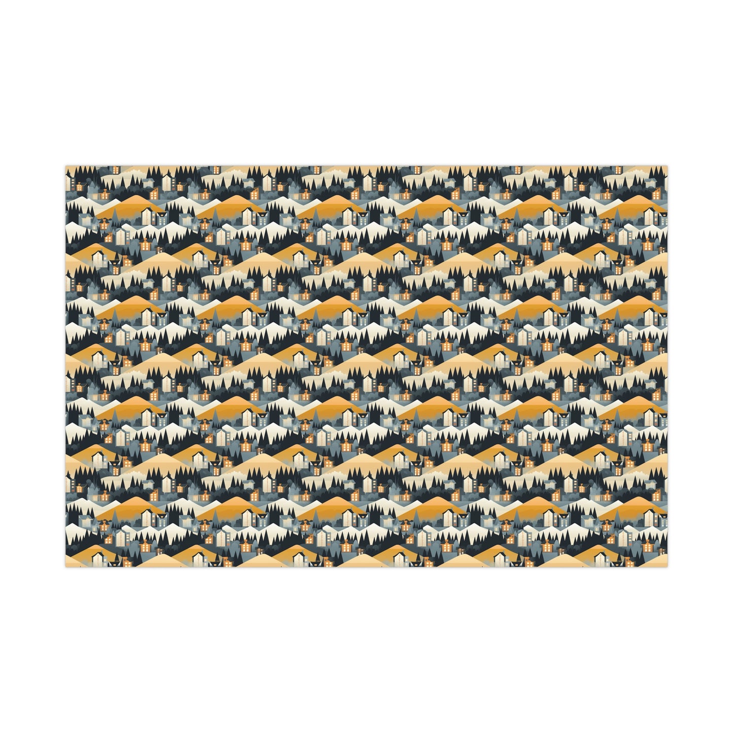 Modern Mountain Houses Flat Style Gift Wrap