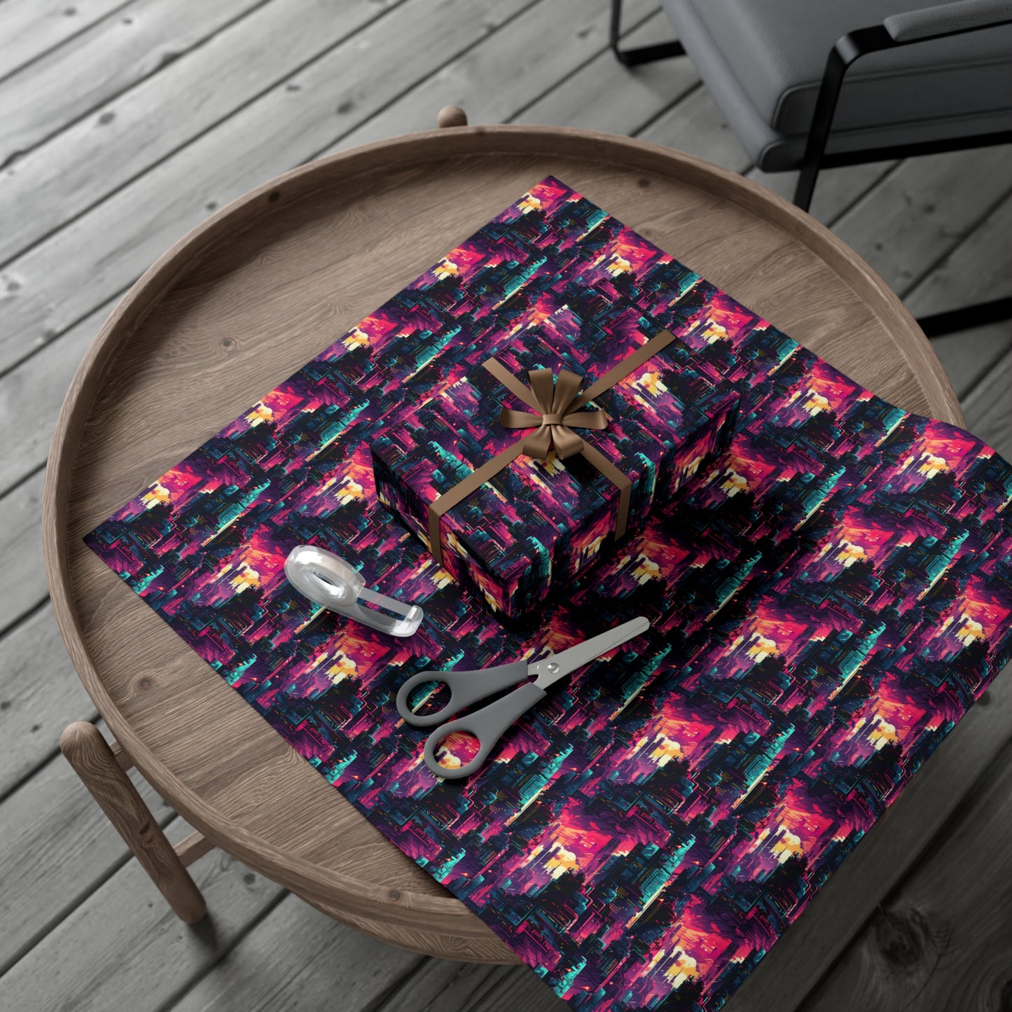 City in the Sky Cyberpunk Style Gift Wrap