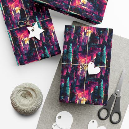 City in the Sky Cyberpunk Style Gift Wrap