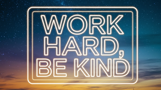 "Work Hard, Be Kind" Neon Glow Motivational Wallpaper for Laptop, iPad, MacBook, or PC