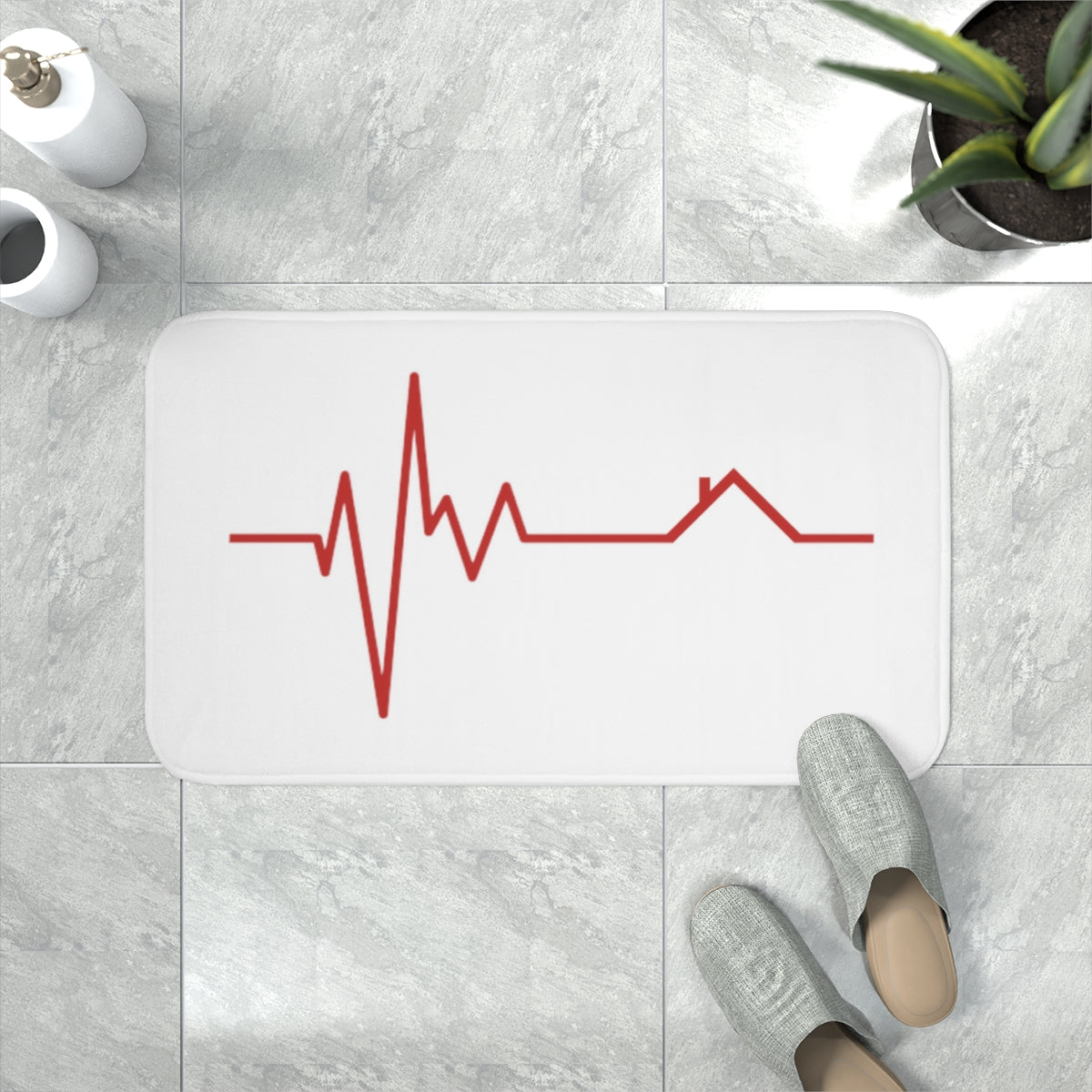 Housebeat Red Memory Foam Bath Mat