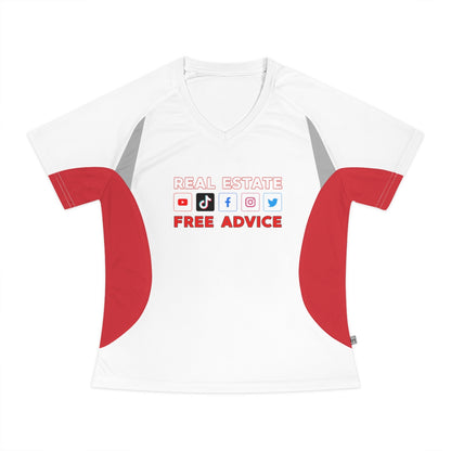 Free Real Estate Advice Women's V-Neck Running Shirt - REAL ESTATE Tease