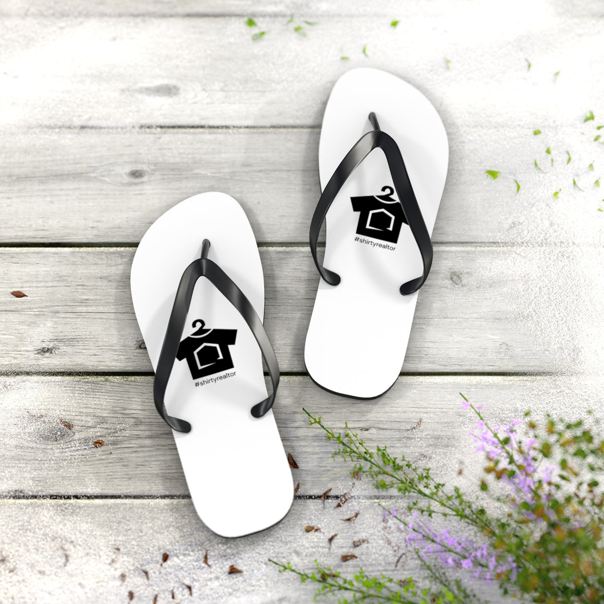 ShirtyRealtor Black Logo Flip Flops - Shirty Realtor #shirtyrealtor