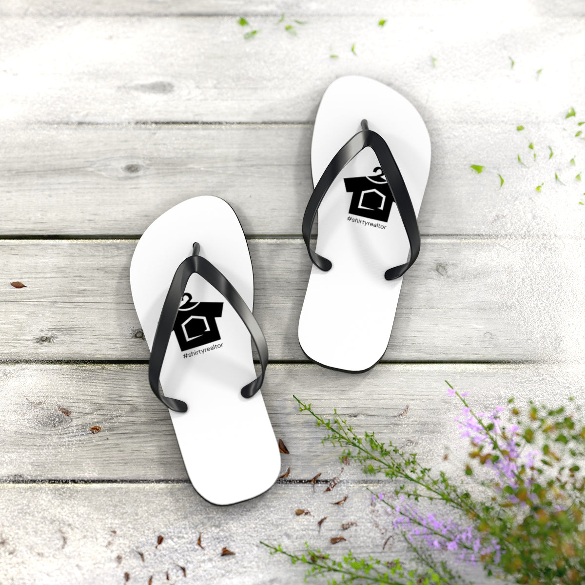 ShirtyRealtor Black Logo Flip Flops - Shirty Realtor #shirtyrealtor