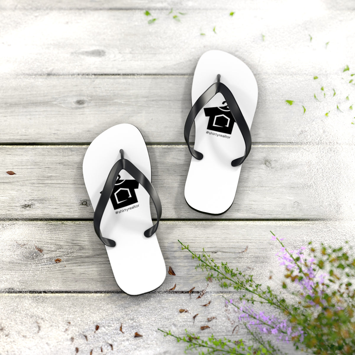 ShirtyRealtor Black Logo Flip Flops - Shirty Realtor #shirtyrealtor