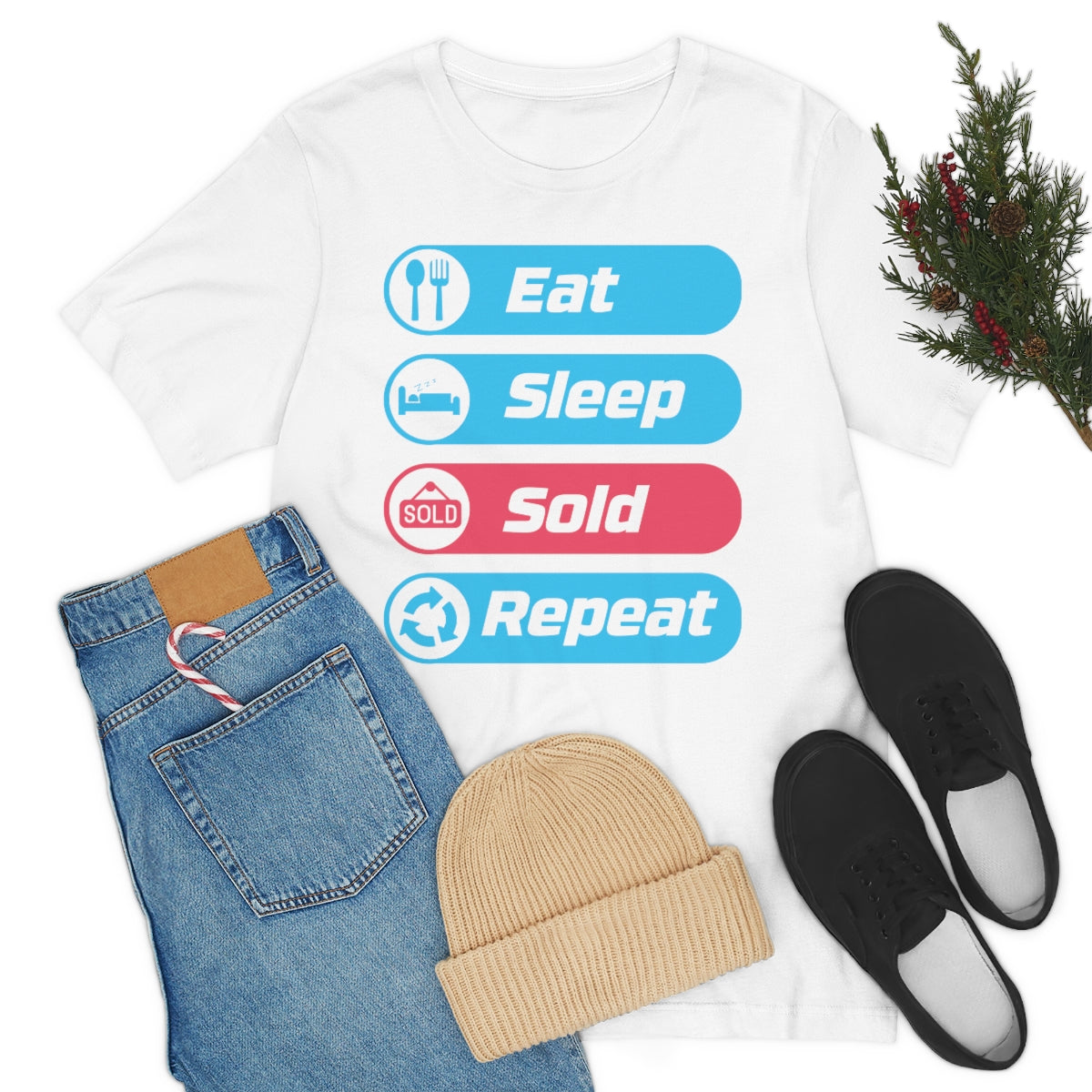 Eat Sleep Sold Repeat Unisex Jersey Short Sleeve Tee