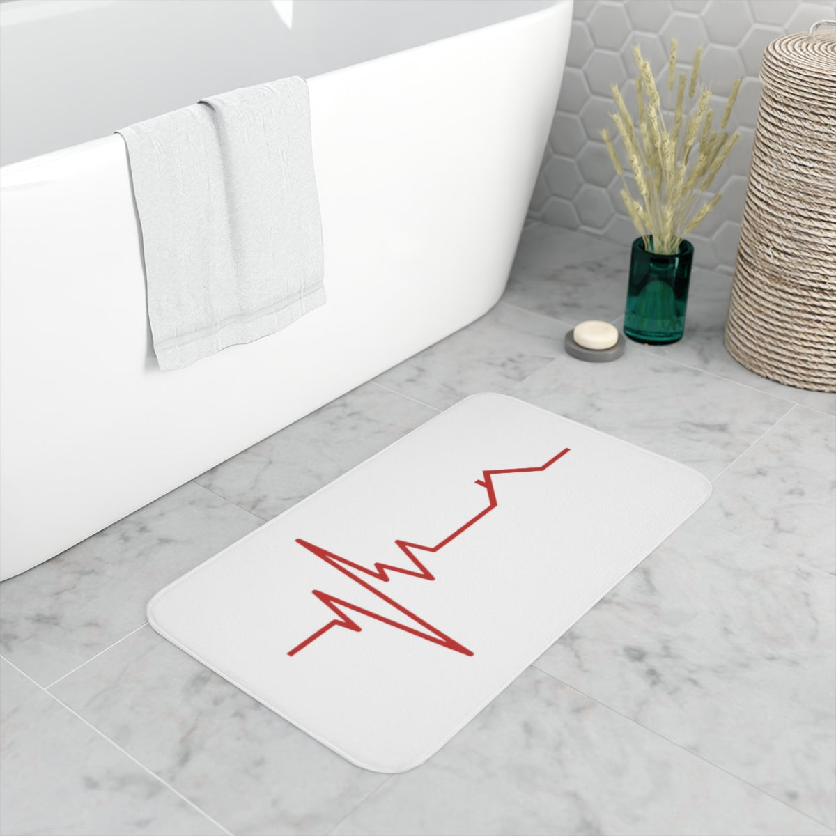 Housebeat Red Memory Foam Bath Mat