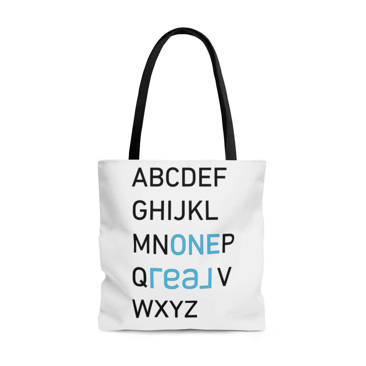 One REAL Alphabet AOP Tote Bag - REAL ESTATE Tease