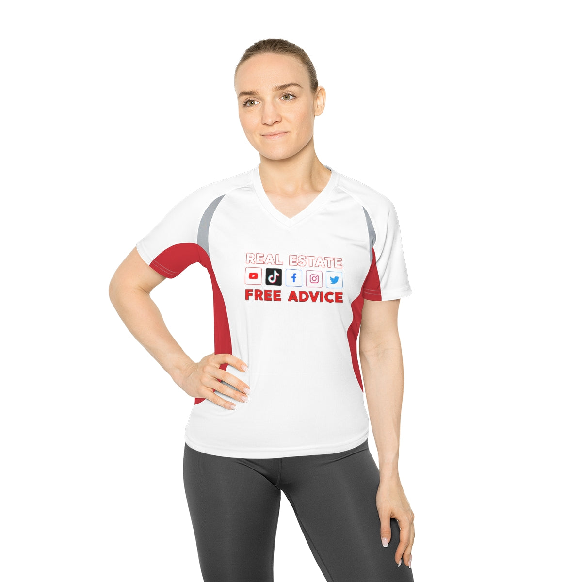 Free Real Estate Advice Women's V-Neck Running Shirt - REAL ESTATE Tease