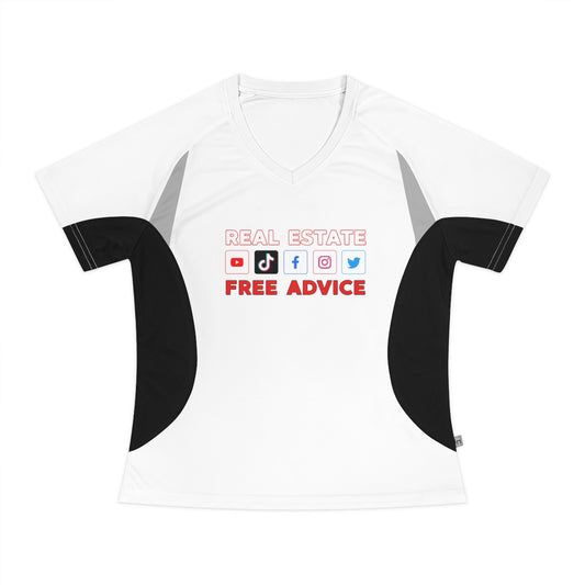 Free Real Estate Advice Women's V-Neck Running Shirt - REAL ESTATE Tease